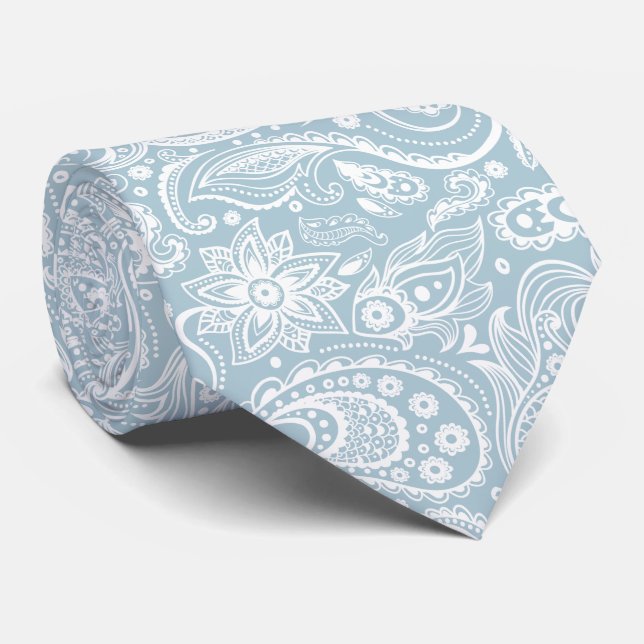 Pastel glue-grey and white pattern tie (Rolled)