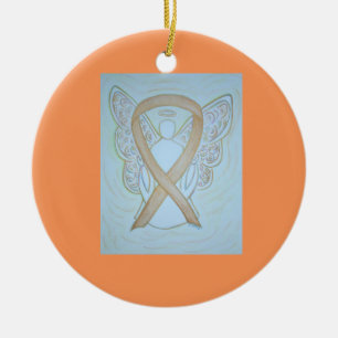 Pastel Gold Awareness Ribbon Angel Ornaments
