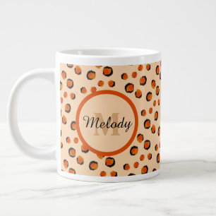 Pastel & Gold cheetah Animal Print Monogram  Large Coffee Mug