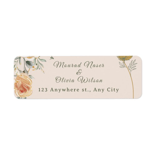 Pastel & Gold Floral Wedding Invitation (Front)
