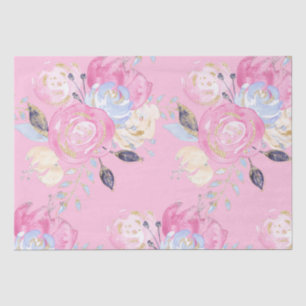 Pastel Gold Glitter Flowers Tissue Paper