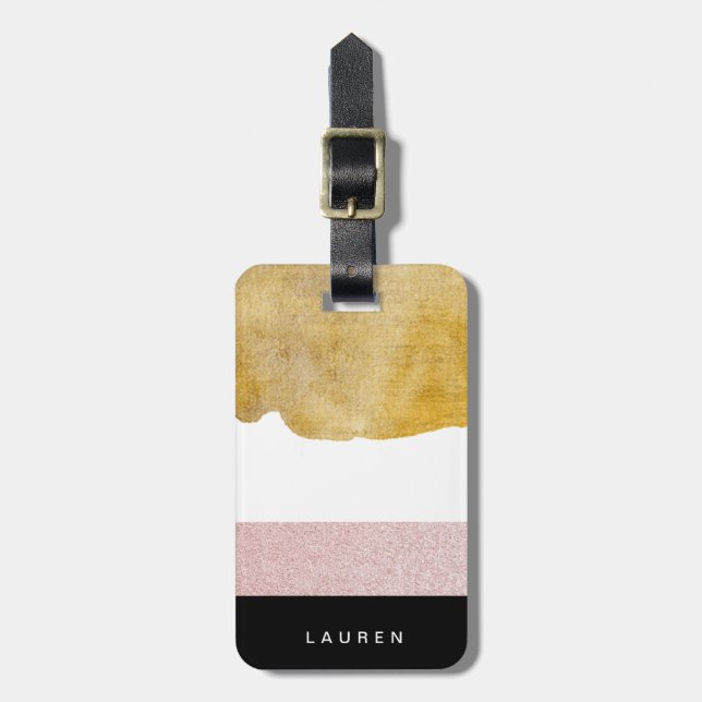 pastel gold Monogram Luggage Tag (Front Vertical)