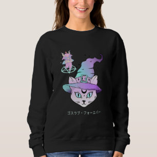 Pastel Goth Aesthetic Cute Creepy Witch Cat And Go Sweatshirt