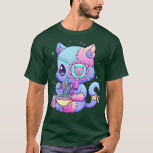 Pastel Goth Aesthetic Kawaii Creepy Cat Eating Ram T-Shirt