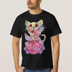Pastel Goth Aesthetic Kawaii Creepy Cat Eating Ram T-Shirt