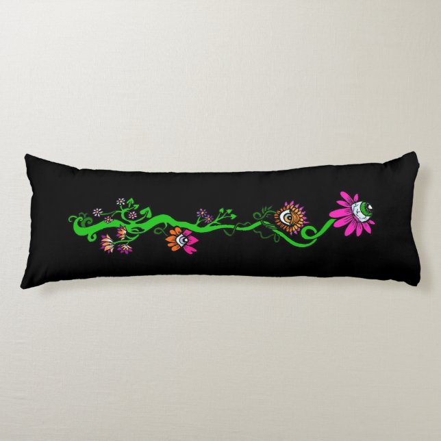 Pastel Goth Alien Floral Reversible Body Pillow (Front)