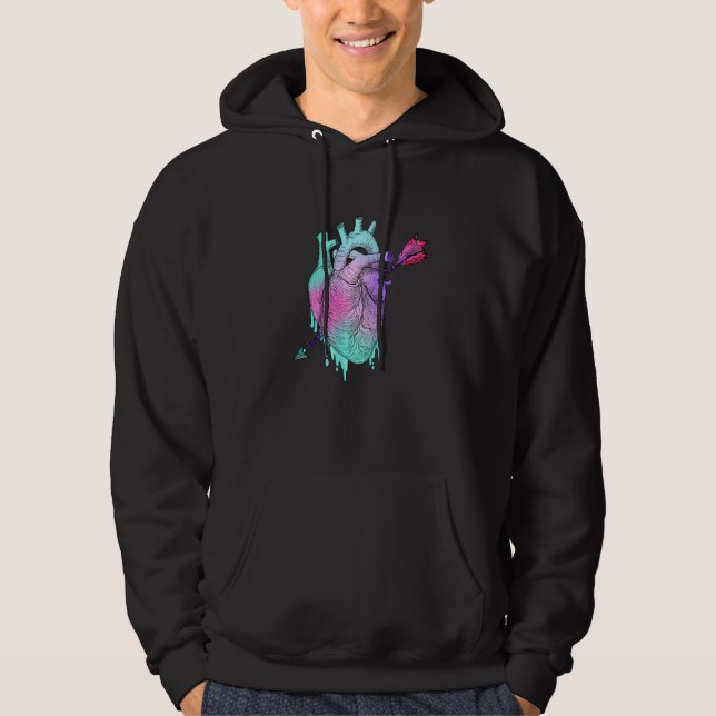 Pastel Goth Anatomical Heart With Arrow Valentine Hoodie (Front)