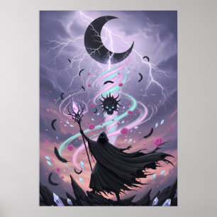 Pastel Goth Arcane Sorcerer with Crystal Staff Poster