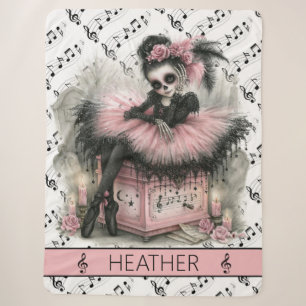 Pastel Goth Ballerina Halloween Music Notes Sherpa Blanket