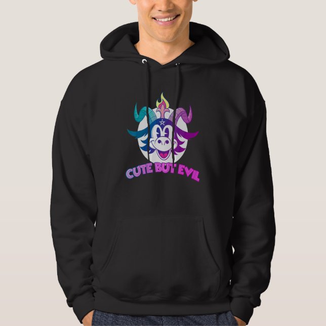 Pastel Goth Baphomet Cute But Evil Hoodie (Front)