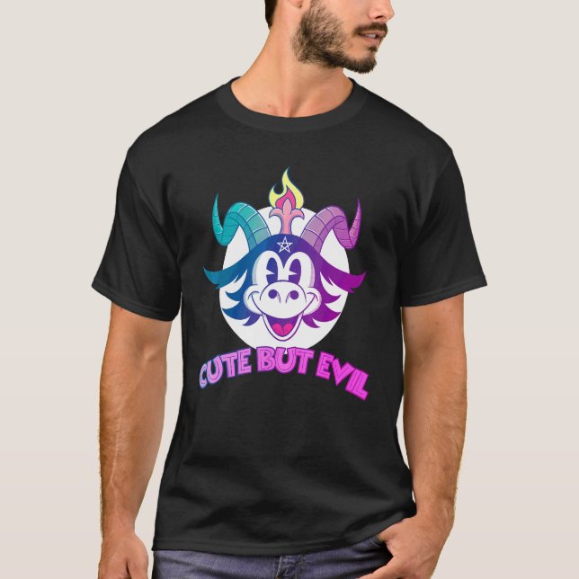Pastel Goth Baphomet Cute But Evil T-Shirt (Front)