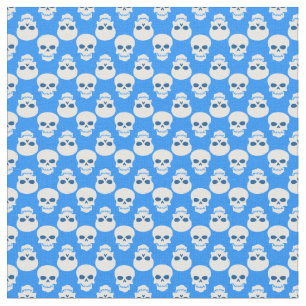 pastel goth blue halloween skull skeleton  fabric