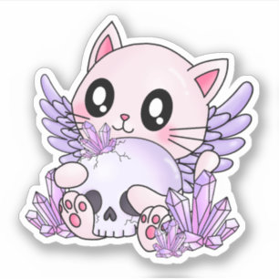 Pastel Goth Cat & Skull