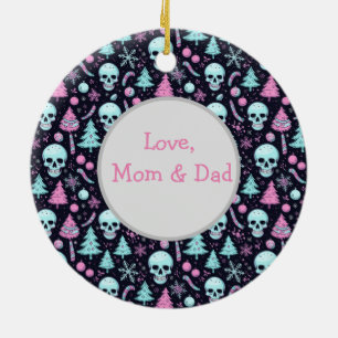 Pastel Goth Christmas Ceramic Tree Decoration