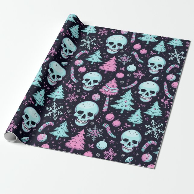 Pastel Goth Christmas Wrapping Paper (Unrolled)