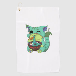 Pastel Goth Creepy Anime Ramen Cat Halloween T-Shi Golf Towel