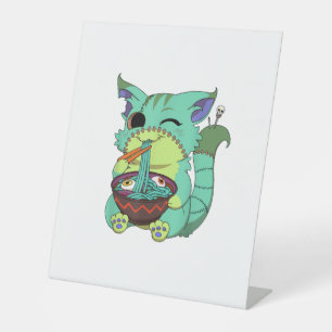 Pastel Goth Creepy Anime Ramen Cat Halloween T-Shi Pedestal Sign