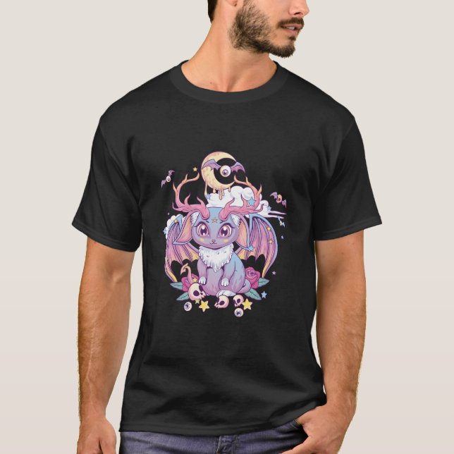 Pastel Goth Creepy Occult Satanic Jackalope Kawaii T-Shirt (Front)