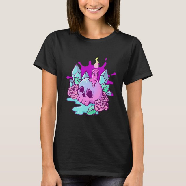 Pastel Goth Creepy  Skull T-Shirt (Front)