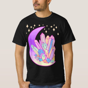 Pastel Goth Crystal Cluster Glowing Moon Kawaii Wi T-Shirt