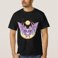 Pastel Goth Cute Creepy Crescent Moon Bat Kawaii E