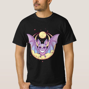 Pastel Goth Cute Creepy Crescent Moon Bat Kawaii E T-Shirt
