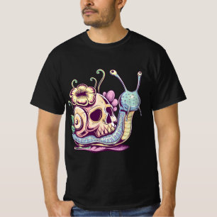 Pastel Goth Cute Creepy Snail Skull Kawaii Menhera T-Shirt