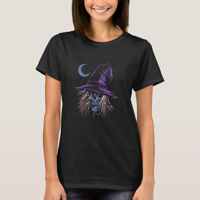 Pastel Goth Dead Witch Wicked Skull Crescent Moon  T-Shirt (Front)
