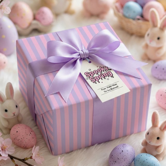 Pastel Goth Easter Pink Lavender Striped  Wrapping Paper (Pastel Goth Easter Pink Lavender Striped Wrapping Paper)