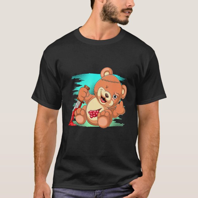 Pastel Goth Evil Animal Creepy Teddy Bear T-Shirt (Front)