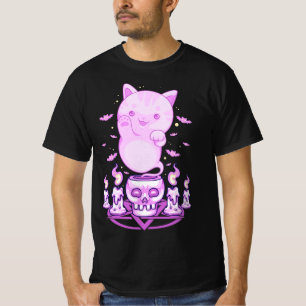 Pastel Goth Ghost Cat Boo Halloween Kitten Aesthet T-Shirt
