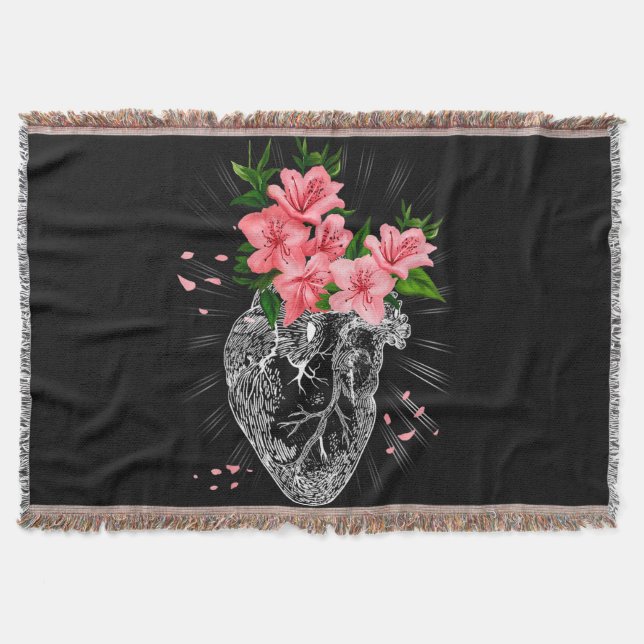 Pastel Goth Gift Cardiologist Human Heart Throw Blanket (Front)