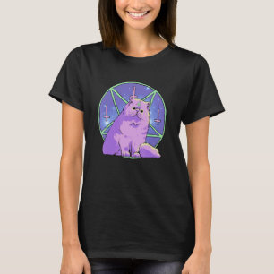 Pastel Goth Gothic Demon Cat in Pentagram Satanic  T-Shirt