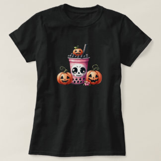 Pastel Goth Halloween Boba and Pumpkins Tee