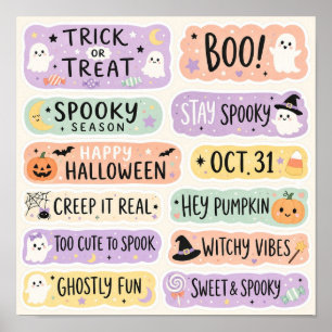 Pastel Goth Halloween Cute Ghosts Poster