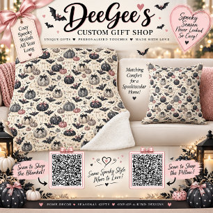 Pastel Goth Halloween Pattern Cushion