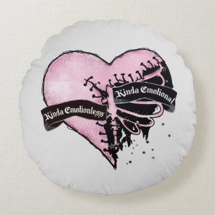 Pastel Goth Heart Emotional and Emotionless Round Cushion