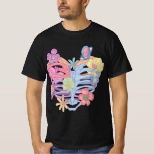 Pastel Goth Heart Ribcage with Butterflies & Flowe T-Shirt