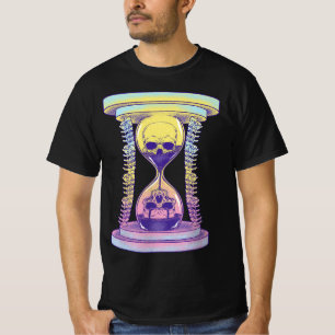 Pastel Goth Hourglass with Spine and Creepy Skulls T-Shirt