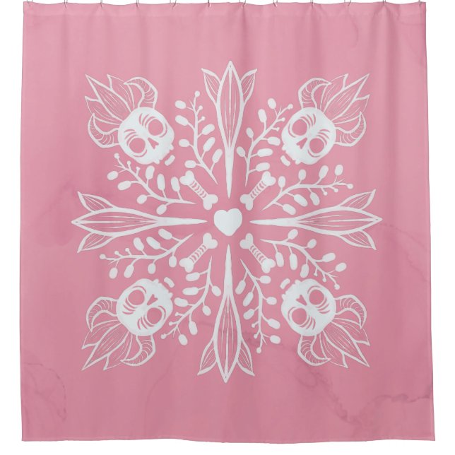  Pastel goth kawaii funny skull Harajuku pink Shower Curtain (Front)