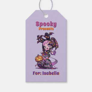 Pastel Goth Kawaii Spooky Anime Girl Halloween Gift Tags