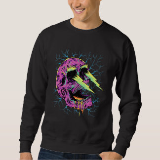 Pastel Goth Lightning Skull Head Grunge Core Gothi Sweatshirt