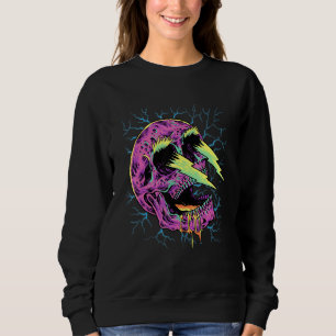 Pastel Goth Lightning Skull Head Grunge Core Gothi Sweatshirt