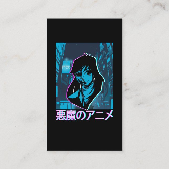 Pastel Goth Manga Vaporwave Girl Creepy Anime Business Card (Front)