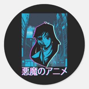Pastel Goth Manga Vaporwave Girl Creepy Anime Classic Round Sticker