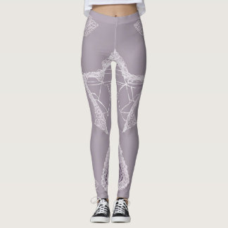 Pastel Goth Mauve Geometric Spiderweb AI art  Leggings