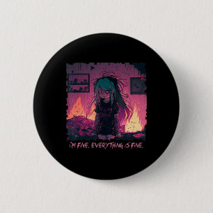 Pastel Goth Menhera I'm Fine Sad Anime Girl Creepy 6 Cm Round Badge