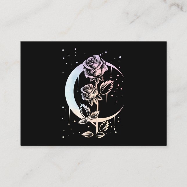 Pastel Goth Moon Flower Witchy Business Card (Front)