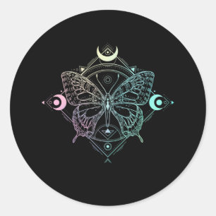Pastel Goth Moon Gothic Wicca Crescent Butterfly Classic Round Sticker