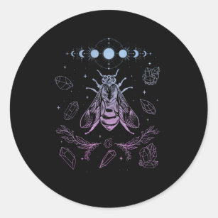 Pastel Goth Moon Insect Gothic Wicca Crescent Bee Classic Round Sticker